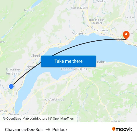 Chavannes-Des-Bois to Puidoux map