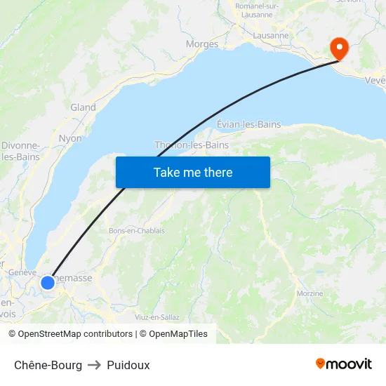 Chêne-Bourg to Puidoux map