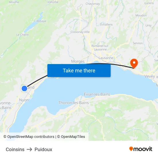 Coinsins to Puidoux map