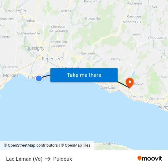 Lac Léman (Vd) to Puidoux map