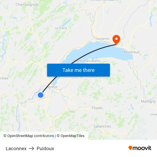 Laconnex to Puidoux map