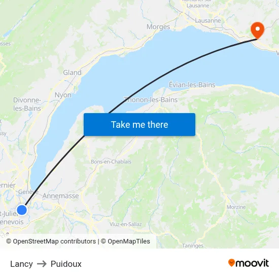Lancy to Puidoux map
