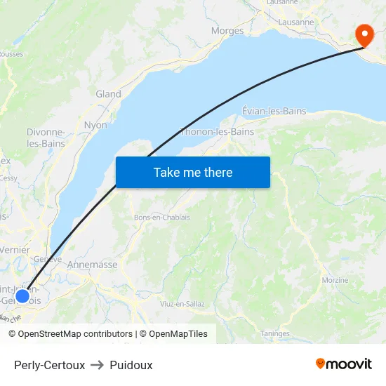 Perly-Certoux to Puidoux map