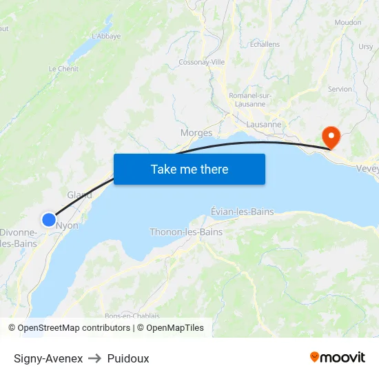 Signy-Avenex to Puidoux map