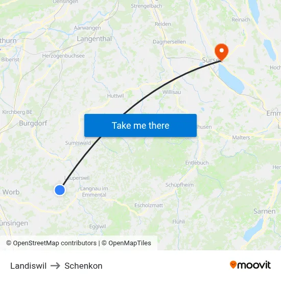 Landiswil to Schenkon map