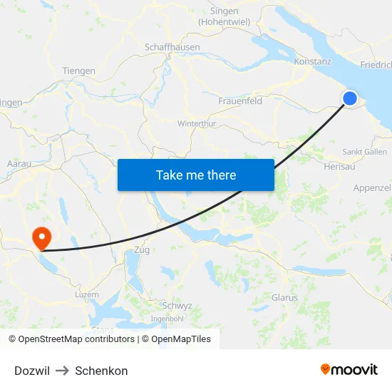 Dozwil to Schenkon map