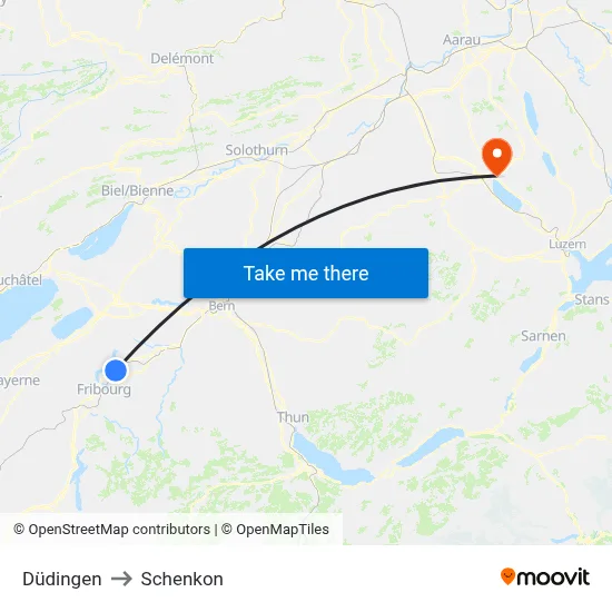 Düdingen to Schenkon map