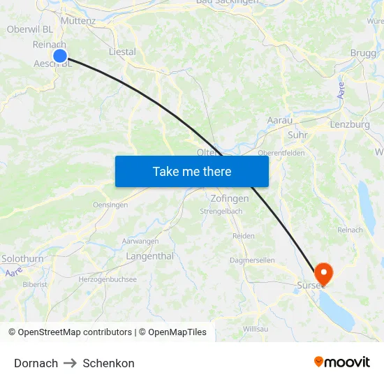 Dornach to Schenkon map