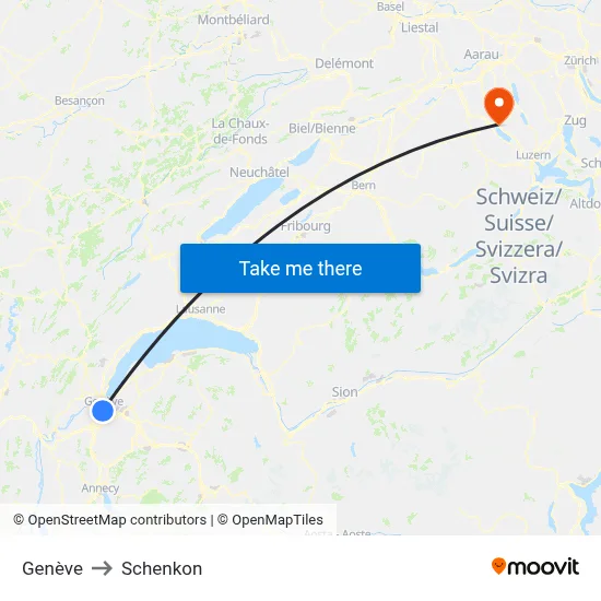 Genève to Schenkon map