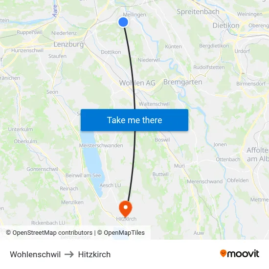 Wohlenschwil to Hitzkirch map