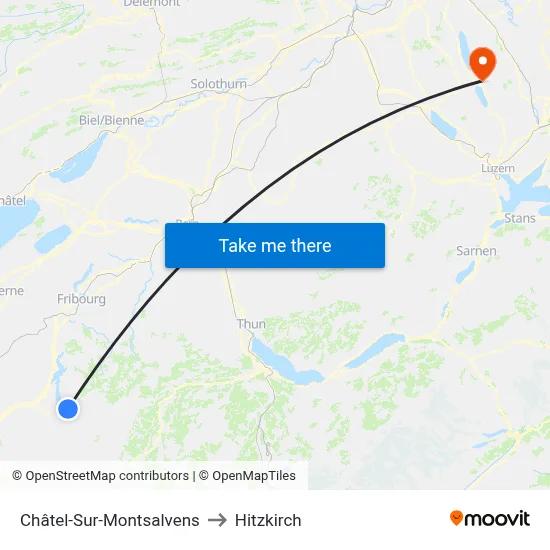 Châtel-Sur-Montsalvens to Hitzkirch map