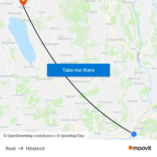 Root to Hitzkirch map