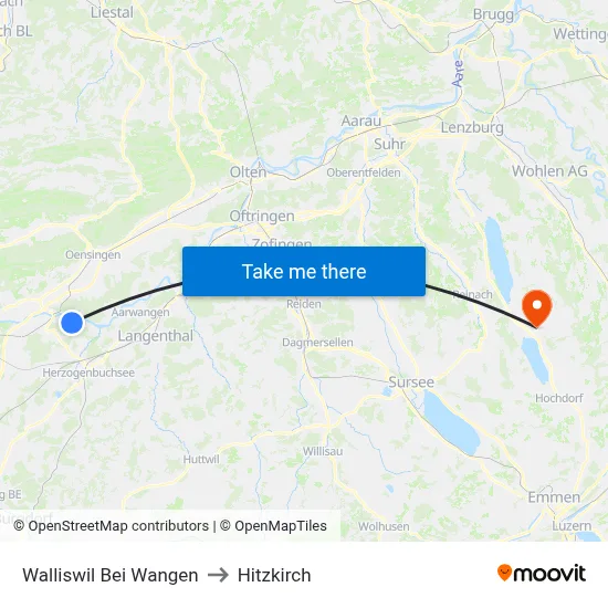 Walliswil Bei Wangen to Hitzkirch map