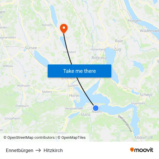 Ennetbürgen to Hitzkirch map