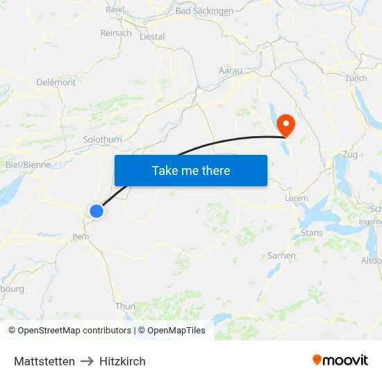 Mattstetten to Hitzkirch map