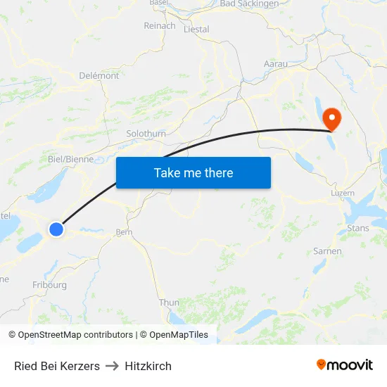 Ried Bei Kerzers to Hitzkirch map
