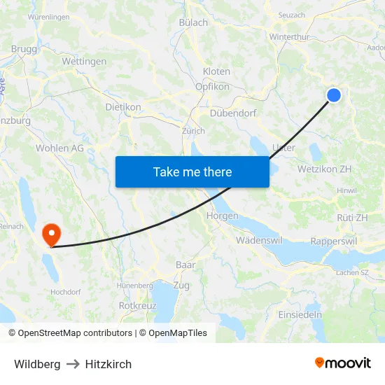 Wildberg to Hitzkirch map