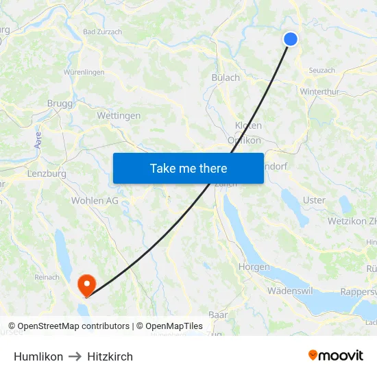 Humlikon to Hitzkirch map