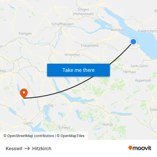 Kesswil to Hitzkirch map