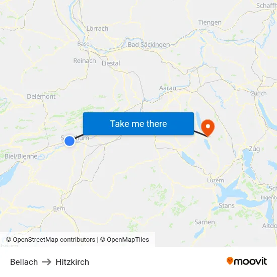 Bellach to Hitzkirch map