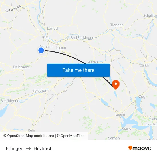 Ettingen to Hitzkirch map