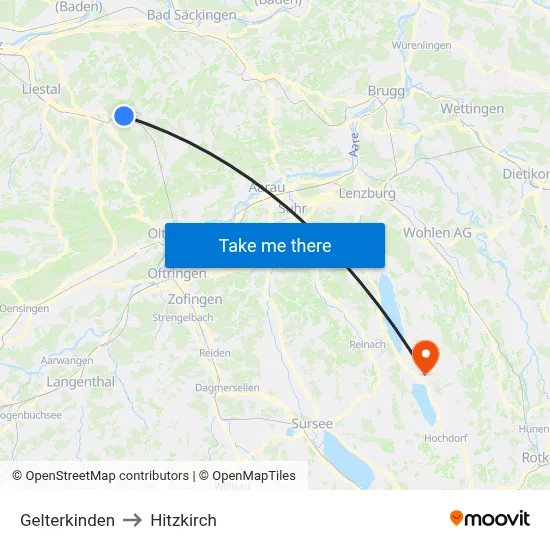 Gelterkinden to Hitzkirch map