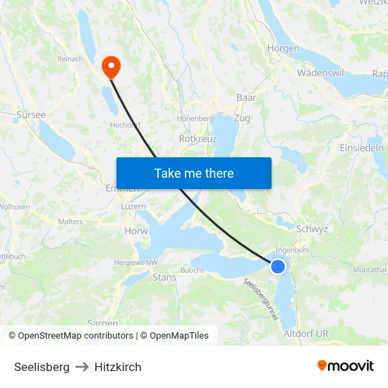 Seelisberg to Hitzkirch map