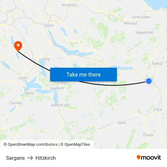 Sargans to Hitzkirch map