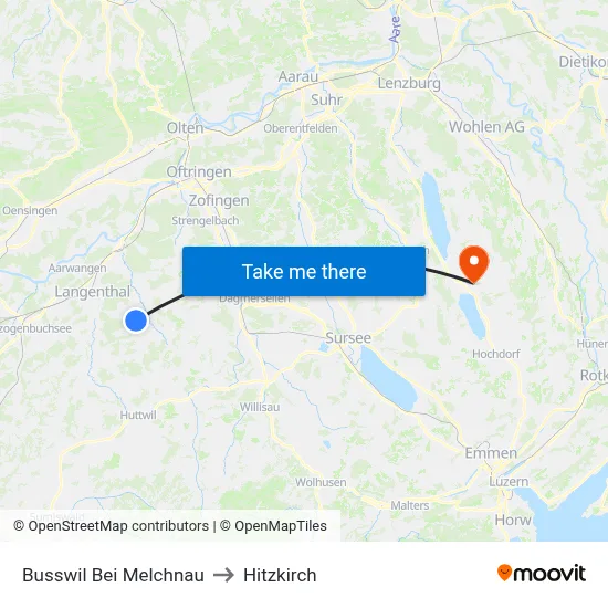 Busswil Bei Melchnau to Hitzkirch map