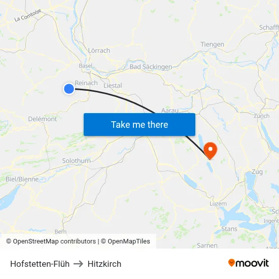 Hofstetten-Flüh to Hitzkirch map