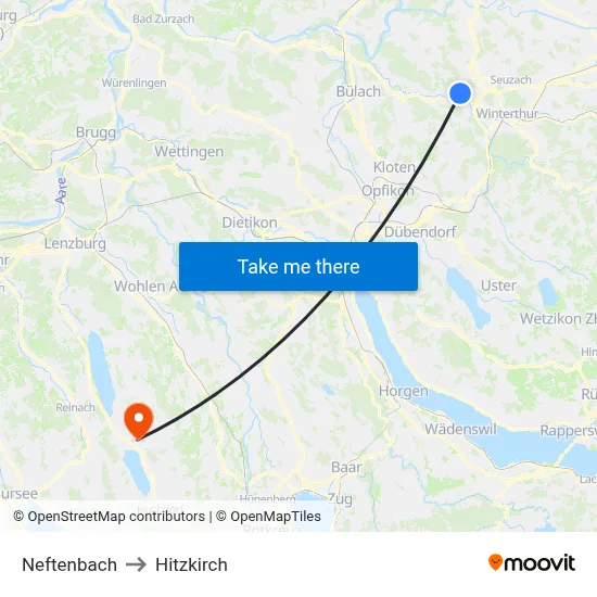 Neftenbach to Hitzkirch map