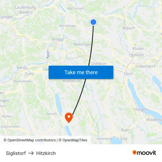 Siglistorf to Hitzkirch map
