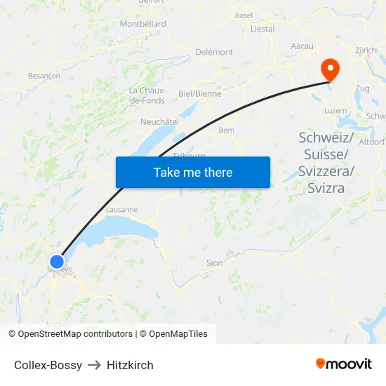 Collex-Bossy to Hitzkirch map
