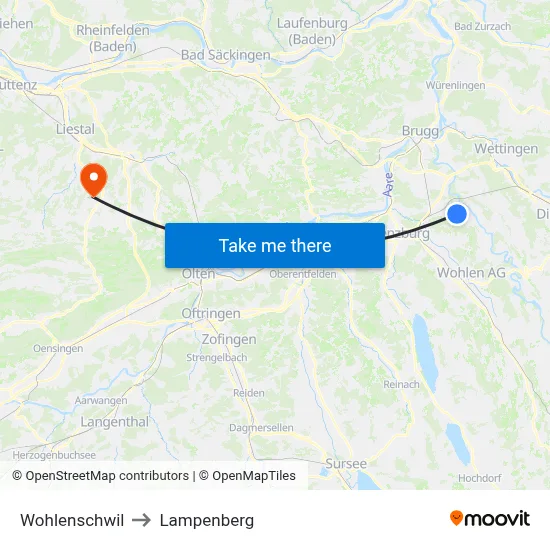 Wohlenschwil to Lampenberg map