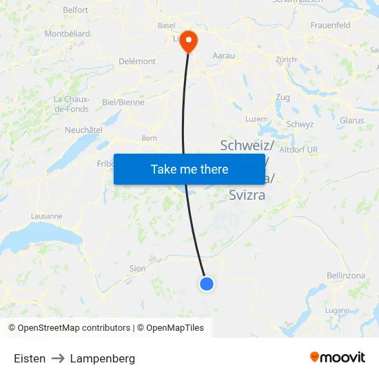 Eisten to Lampenberg map