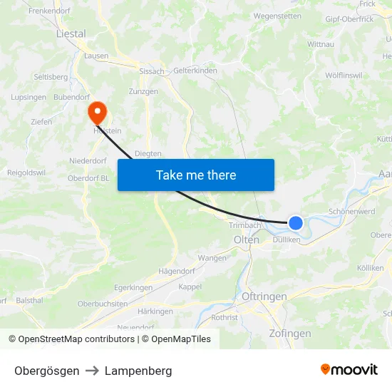 Obergösgen to Lampenberg map