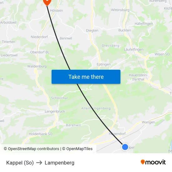 Kappel (So) to Lampenberg map