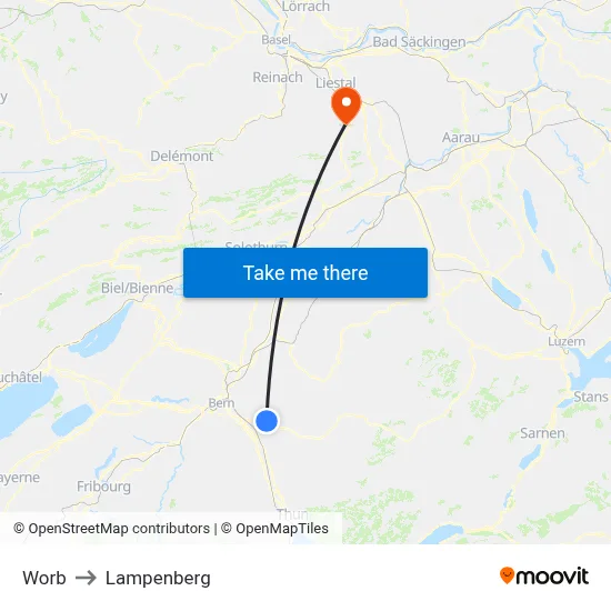 Worb to Lampenberg map