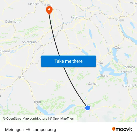 Meiringen to Lampenberg map