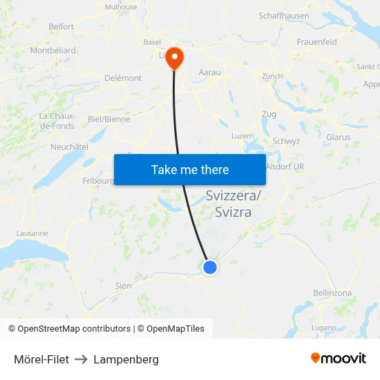 Mörel-Filet to Lampenberg map