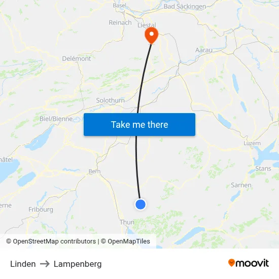 Linden to Lampenberg map