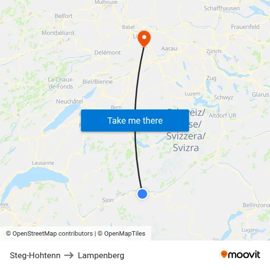 Steg-Hohtenn to Lampenberg map
