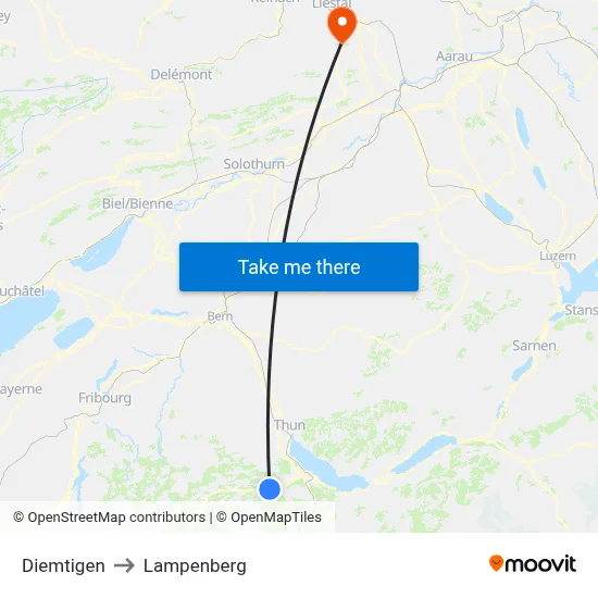 Diemtigen to Lampenberg map