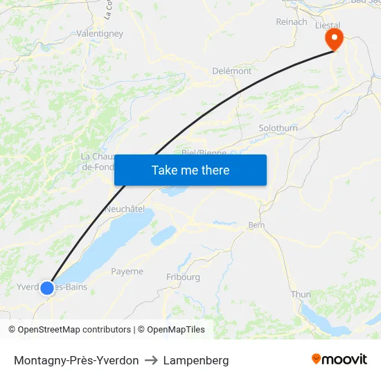 Montagny-Près-Yverdon to Lampenberg map