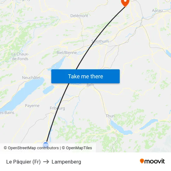 Le Pâquier (Fr) to Lampenberg map