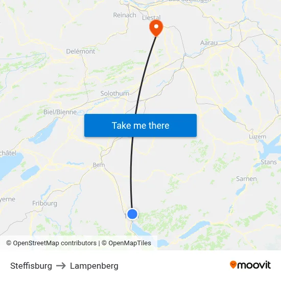Steffisburg to Lampenberg map