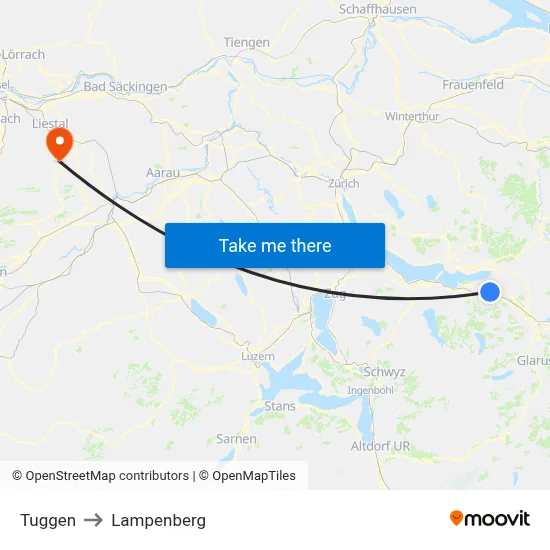 Tuggen to Lampenberg map