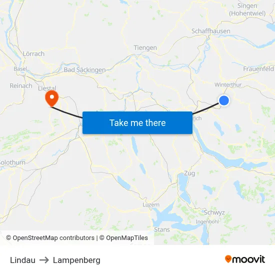 Lindau to Lampenberg map