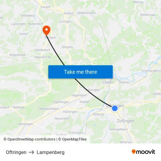 Oftringen to Lampenberg map