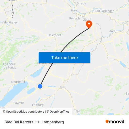 Ried Bei Kerzers to Lampenberg map
